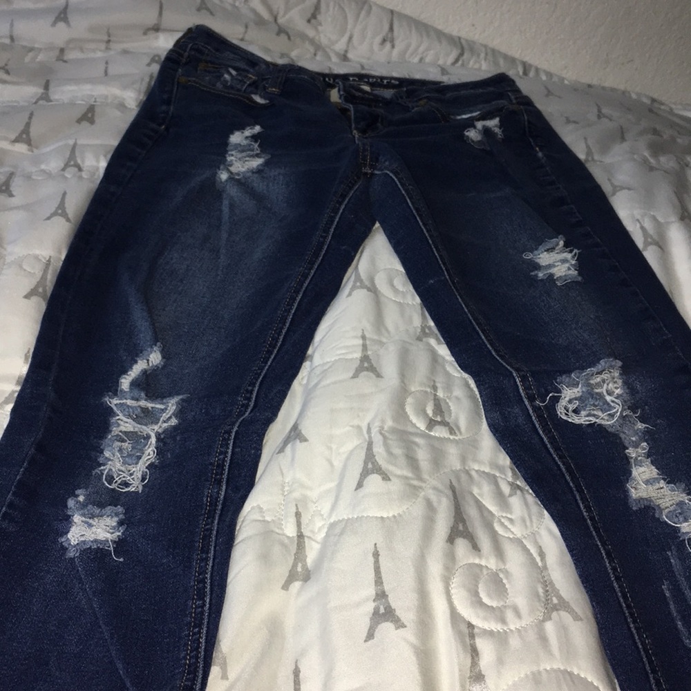 Blue ripped jeans